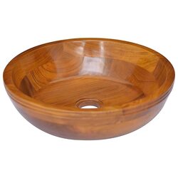 Premium Solid Teak Wood Bathroom Sink, 40cm Round