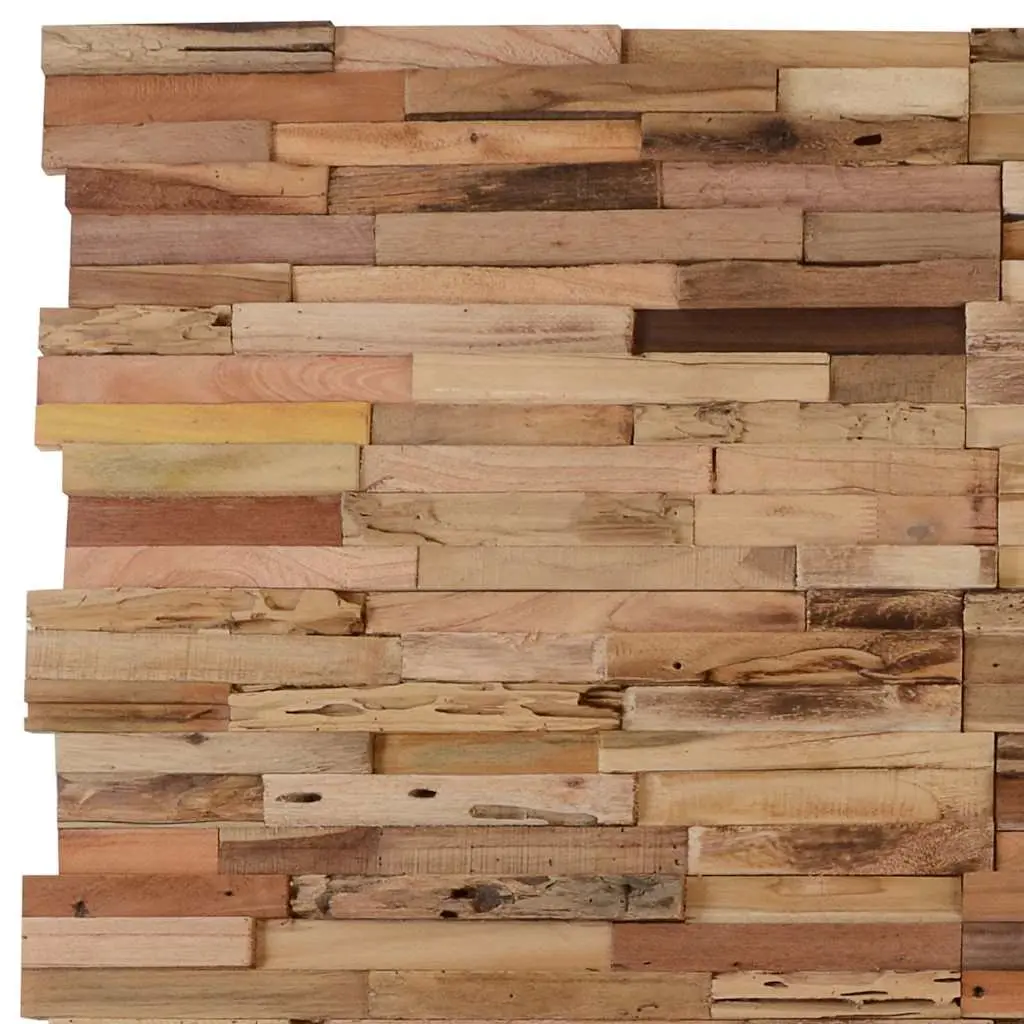 Wall Cladding Panels 10 pcs 1.03 m² Teak Wood Decorative Wall Covering Rustic