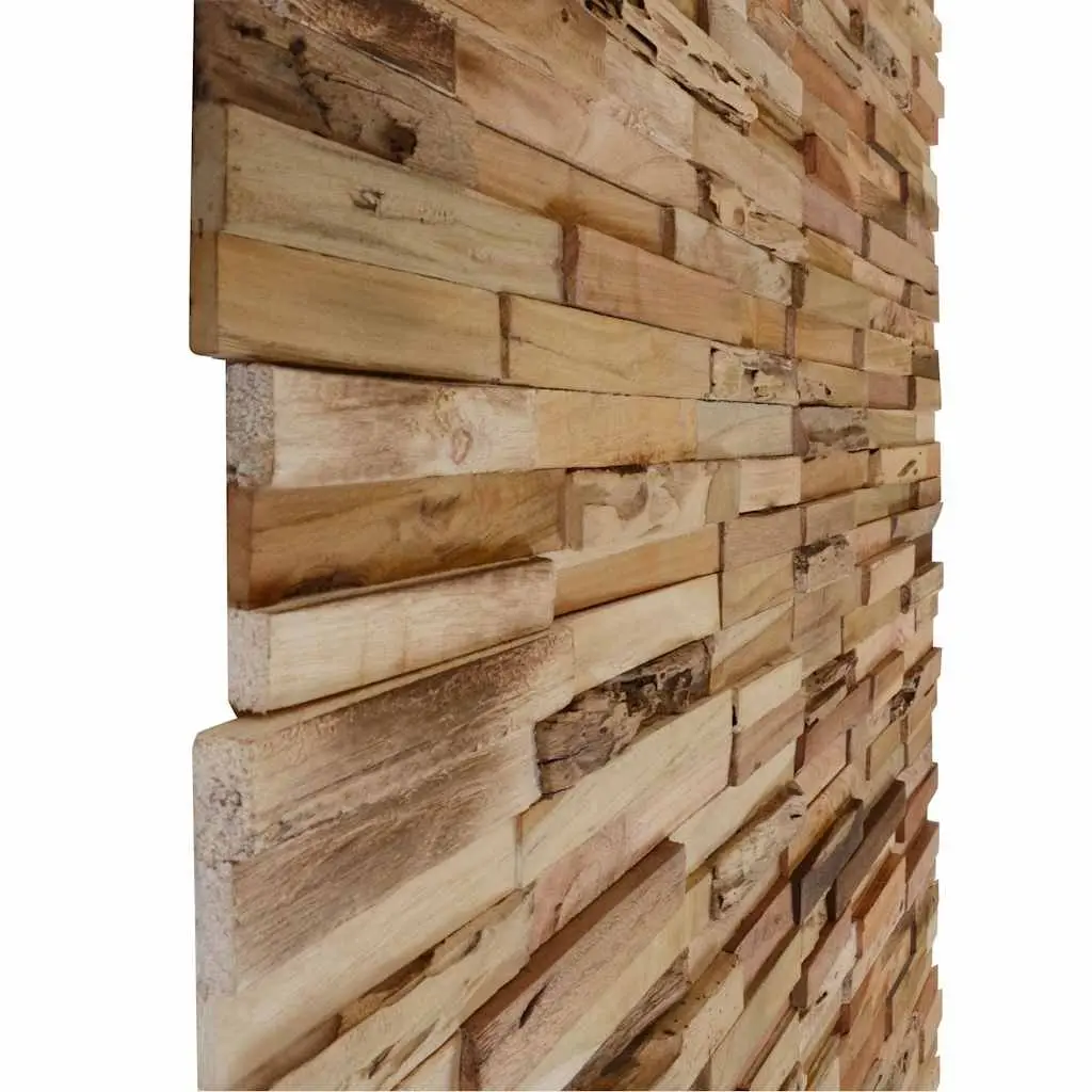 Wall Cladding Panels 10 pcs 1.03 m² Teak Wood Decorative Wall Covering Rustic