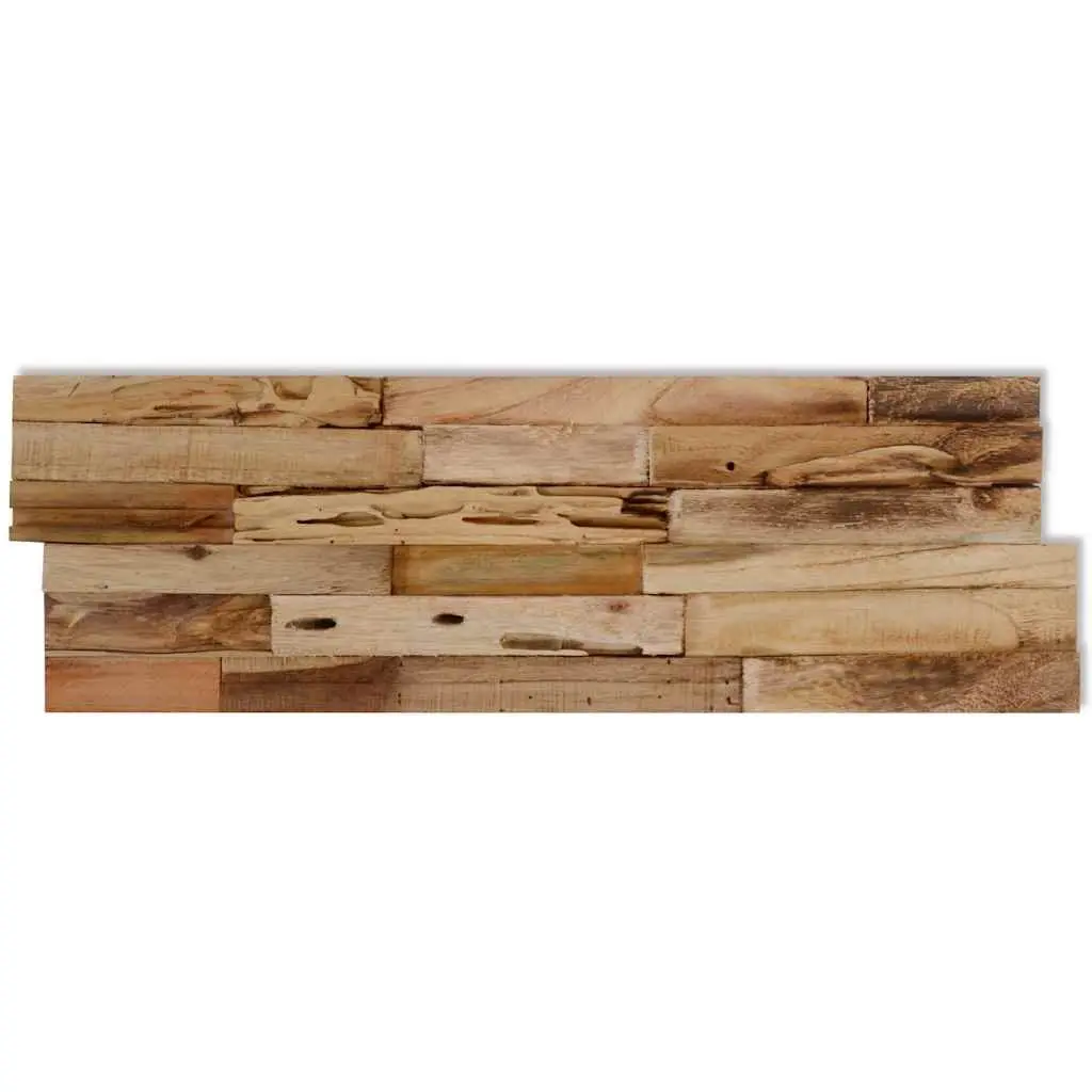 Wall Cladding Panels 10 pcs 1.03 m² Teak Wood Decorative Wall Covering Rustic