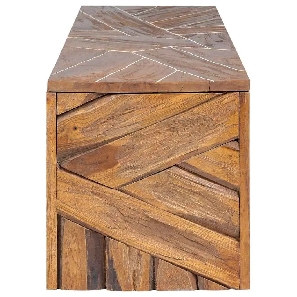 TV Stand 110x60x38 cm Solid Teak Wood Brown Living Room Sideboard Lowboard