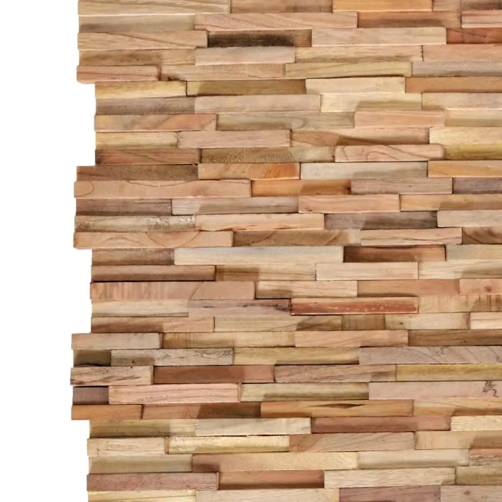3D Wall Cladding Panels 10 pcs 1.08 m² Solid Teak Wood Decorative Wall Finishing