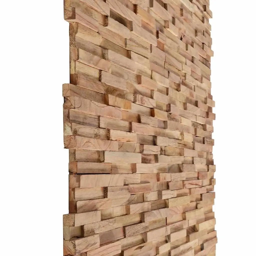 3D Wall Cladding Panels 10 pcs 1.08 m² Solid Teak Wood Decorative Wall Finishing