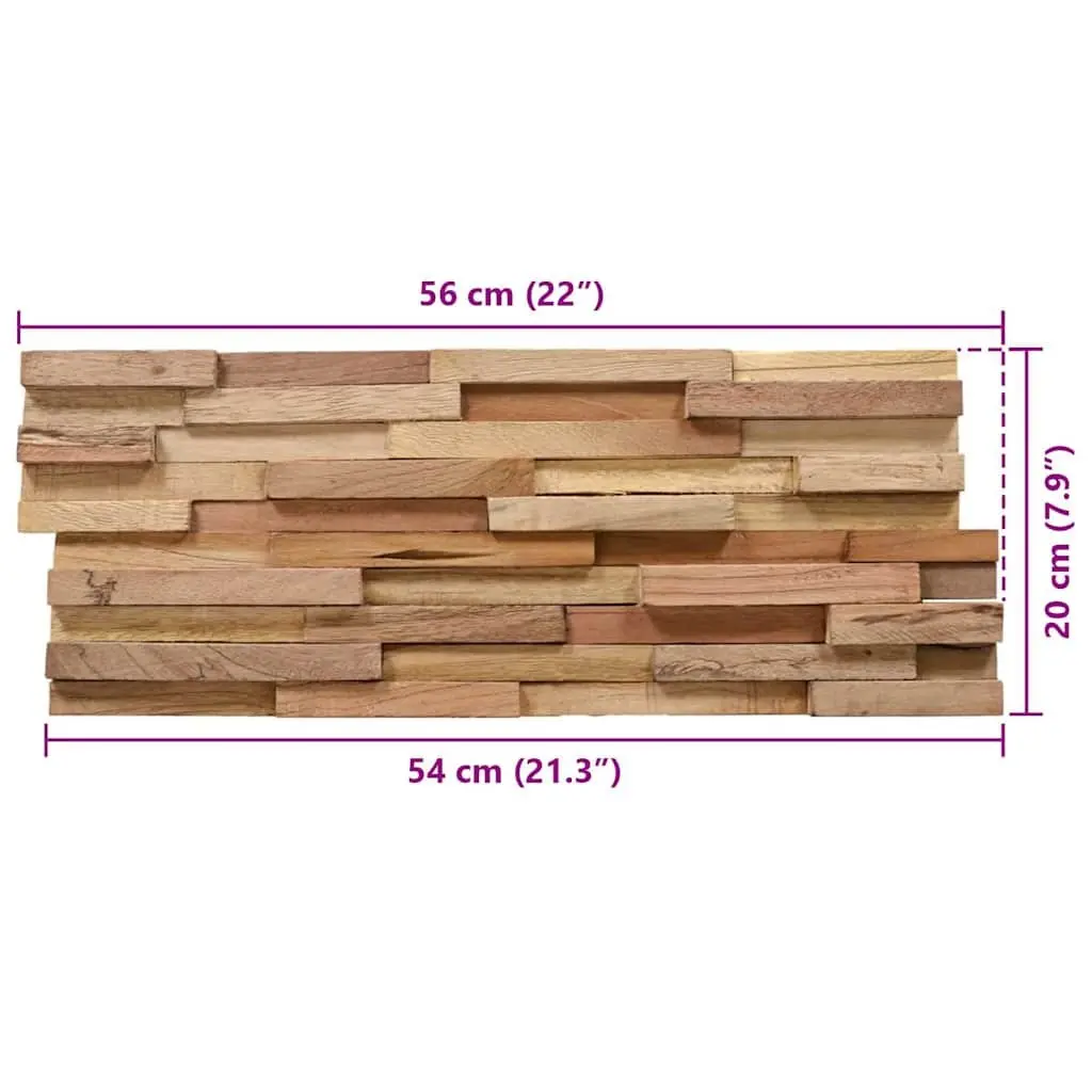 3D Wall Cladding Panels 10 pcs 1.08 m² Solid Teak Wood Decorative Wall Finishing
