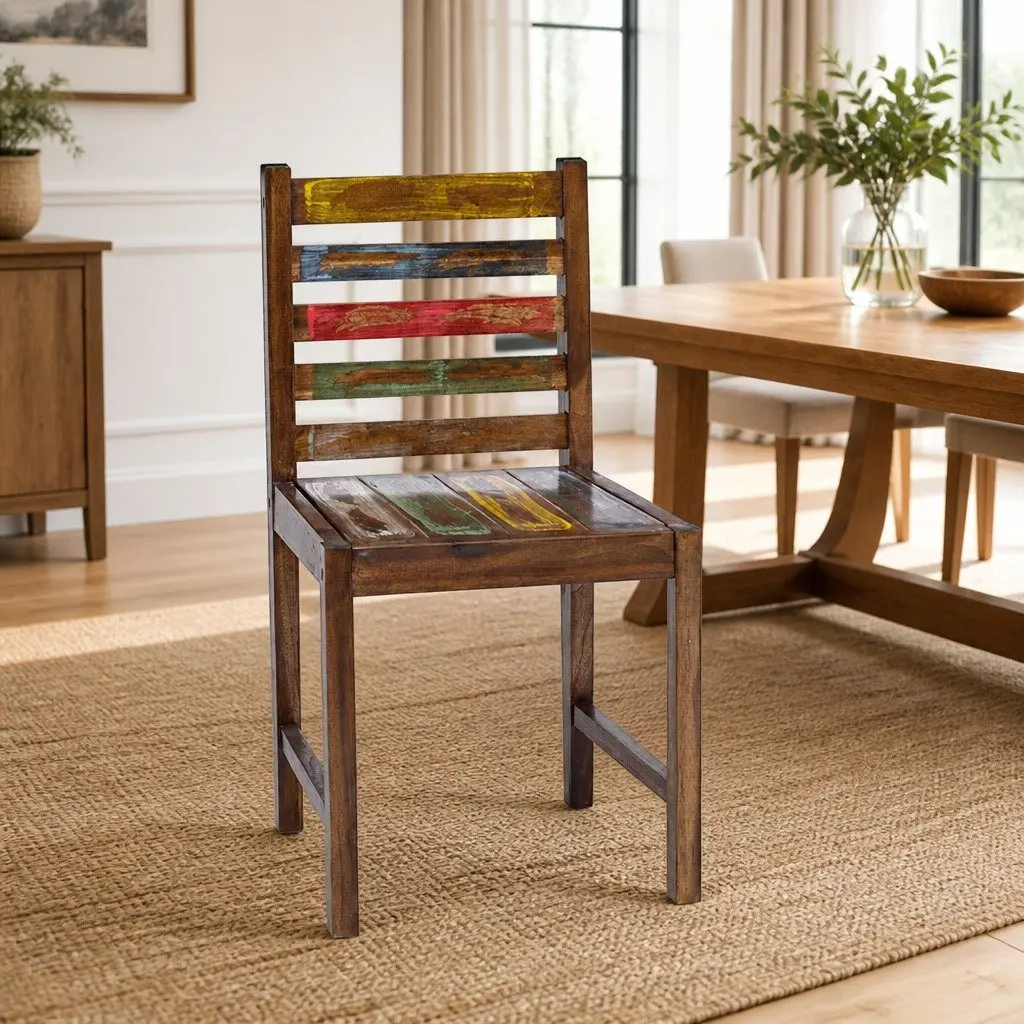 Vintage Kitchen Dining Chairs 2 pcs Handmade Solid Wood