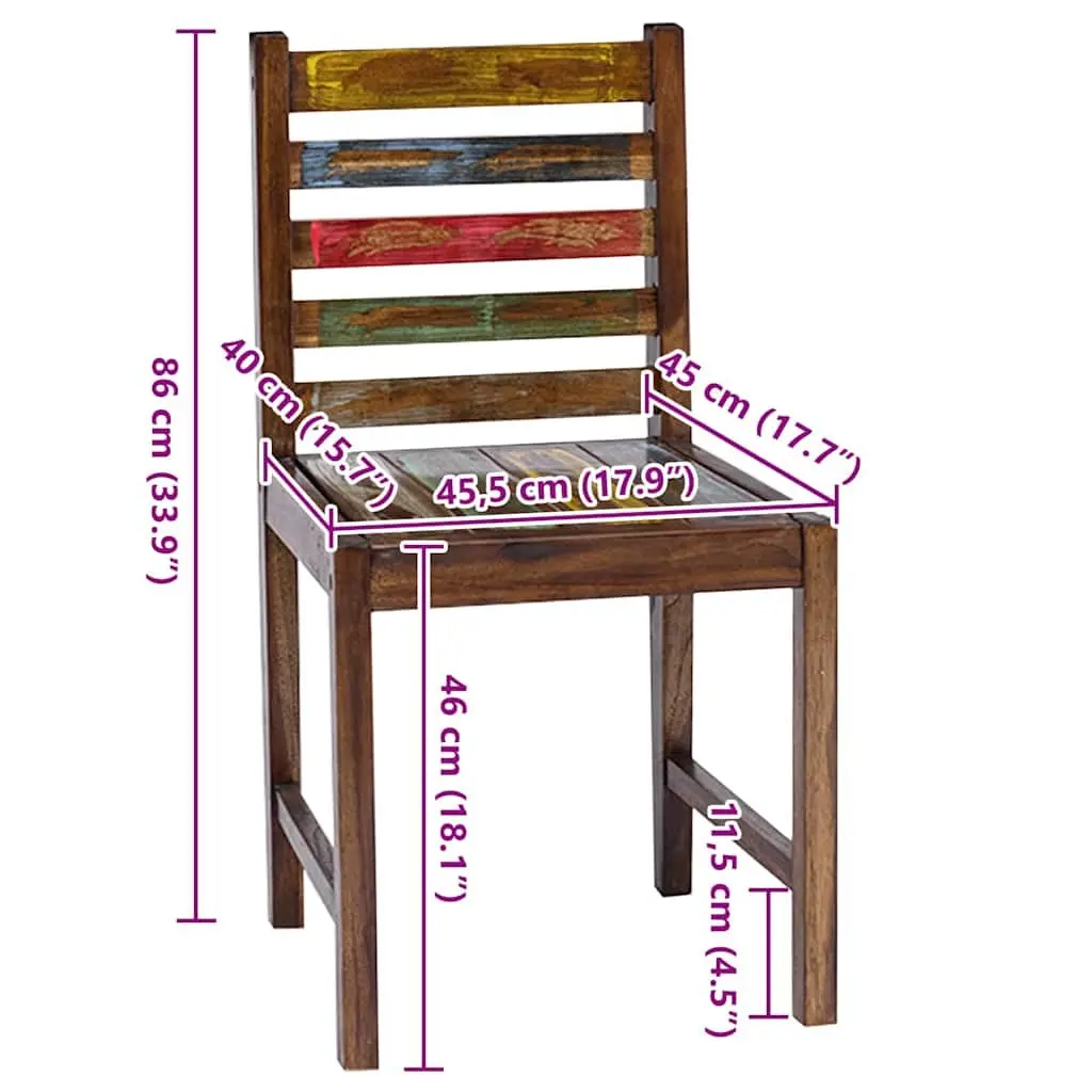 Vintage Kitchen Dining Chairs 2 pcs Handmade Solid Wood