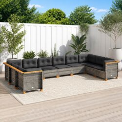 10-Piece Grey Rattan Modular Garden Sofa Set