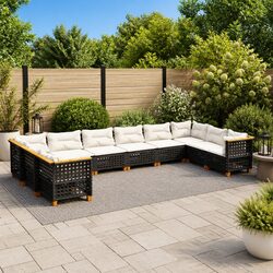 Black Modular 10-Piece Outdoor Garden Sofa Set