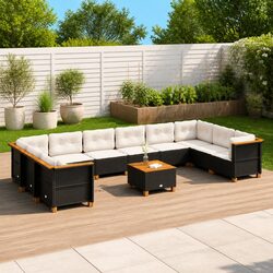 Premium 11 Piece Outdoor Sofa Set in Black Rattan