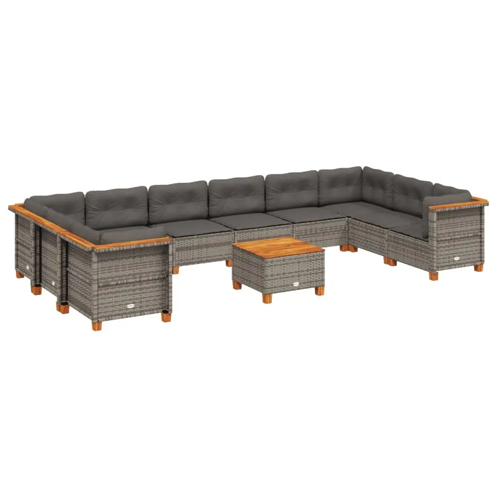 Garden Sofa Set PE Rattan 11 Piece Outdoor Patio Furniture Grey