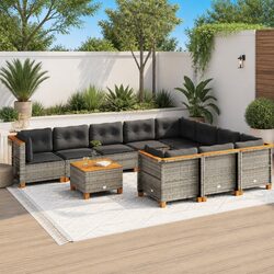 Premium 11 Piece Outdoor Grey Garden Sofa Set with Cushions