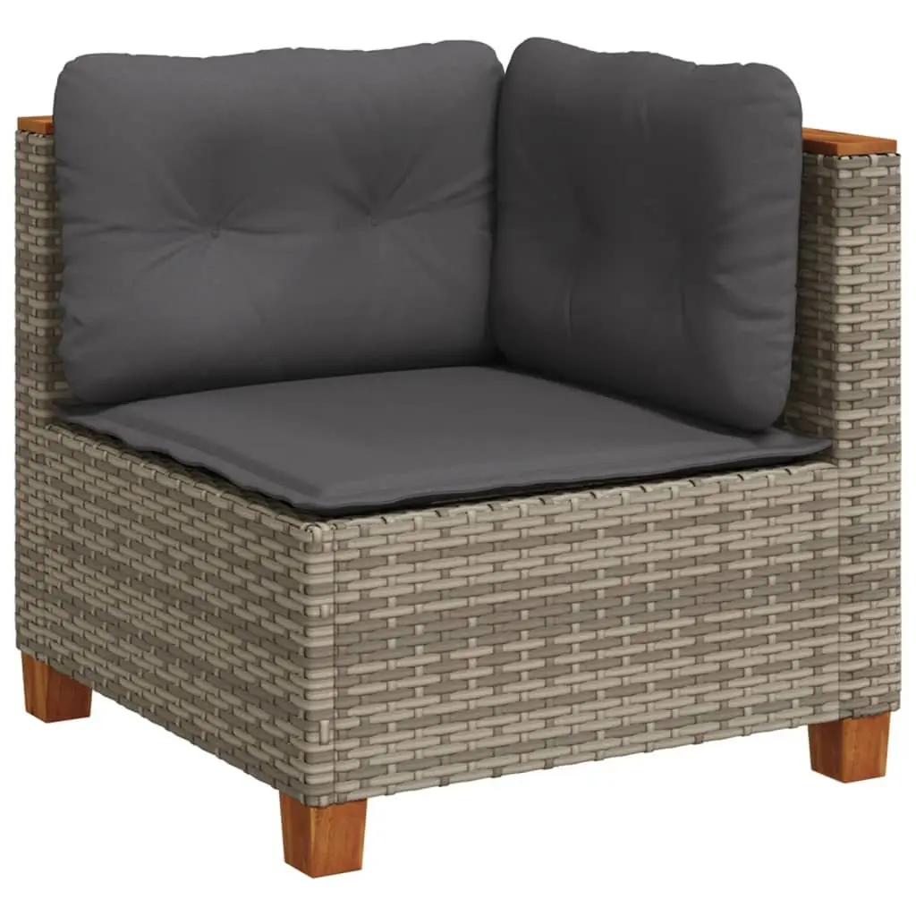 Garden Sofa Set PE Rattan 11 Piece Outdoor Furniture Grey with Cushions