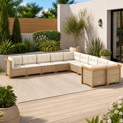Beige Modular 10-Piece Garden Sofa Set with Premium Build