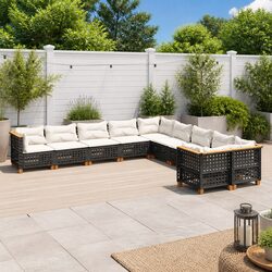 10-Piece Black Outdoor Modular Garden Sofa Set