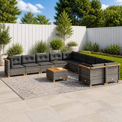 Premium Grey 11-Piece Poly Rattan Garden Sofa Set