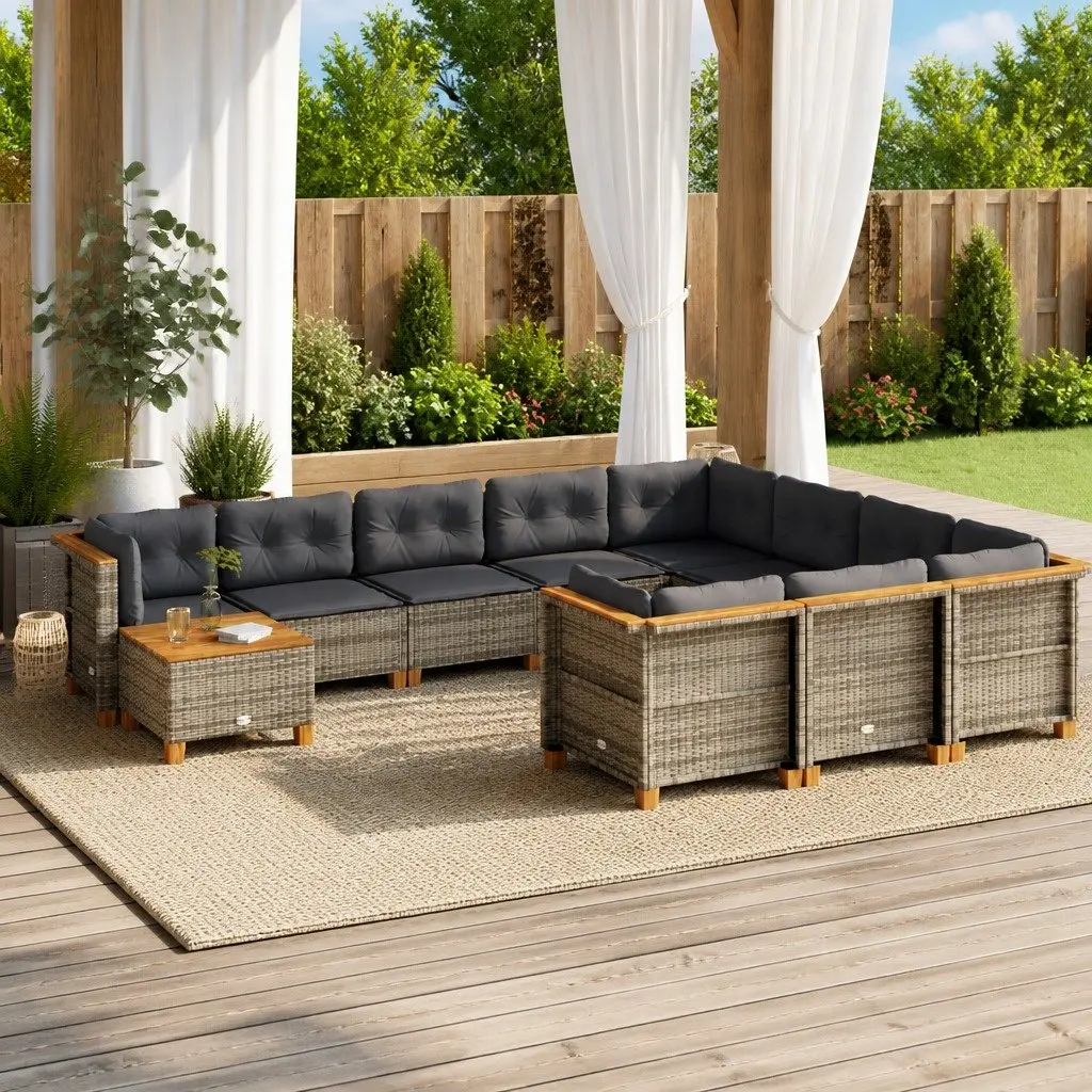 Grey 11-Piece Modular Outdoor Garden Sofa Set