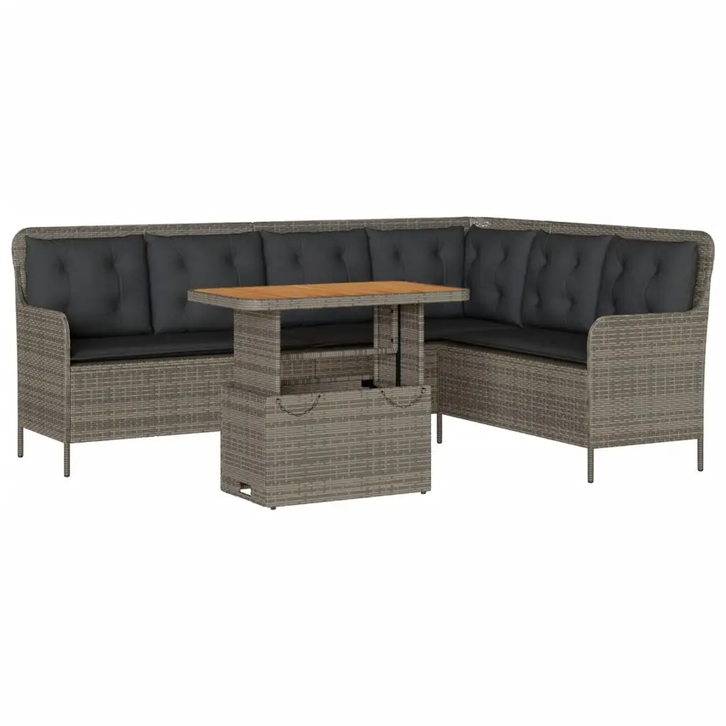 Grey Poly Rattan Garden Sofa Set with Cushions