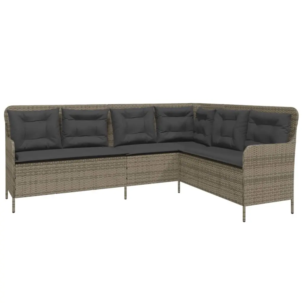 Grey Poly Rattan Garden Sofa Set with Cushions
