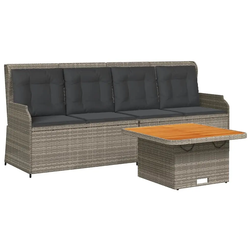 3 Piece Garden Lounge Set Poly Rattan Grey with Cushions Table