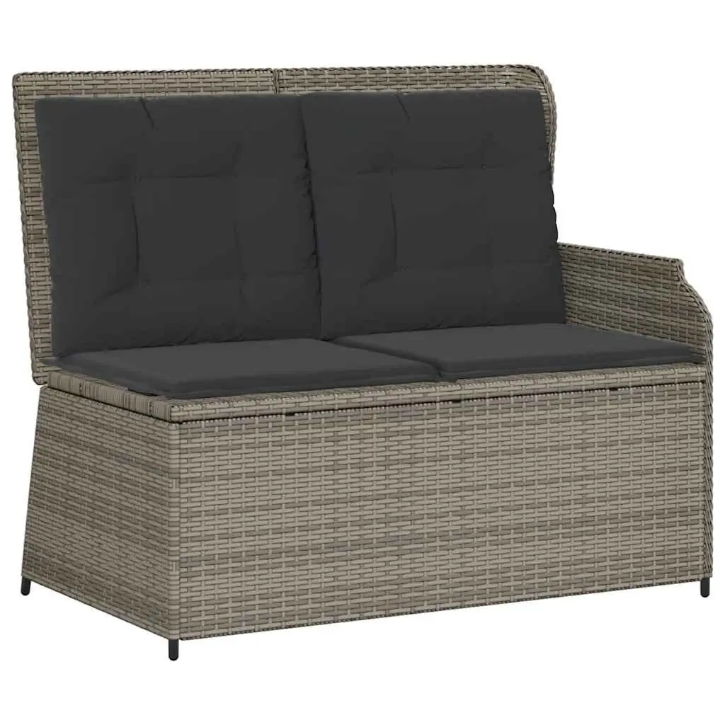 3 Piece Garden Lounge Set Poly Rattan Grey with Cushions Table