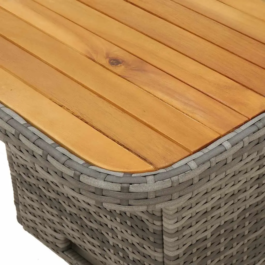 3 Piece Garden Lounge Set Poly Rattan Grey with Cushions Table