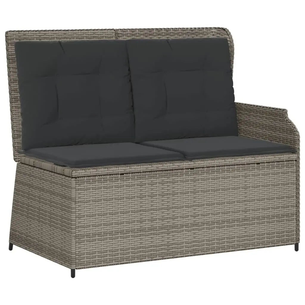 Garden Lounge Set PE Rattan Steel Acacia Wood 5 Piece Outdoor Furniture Grey