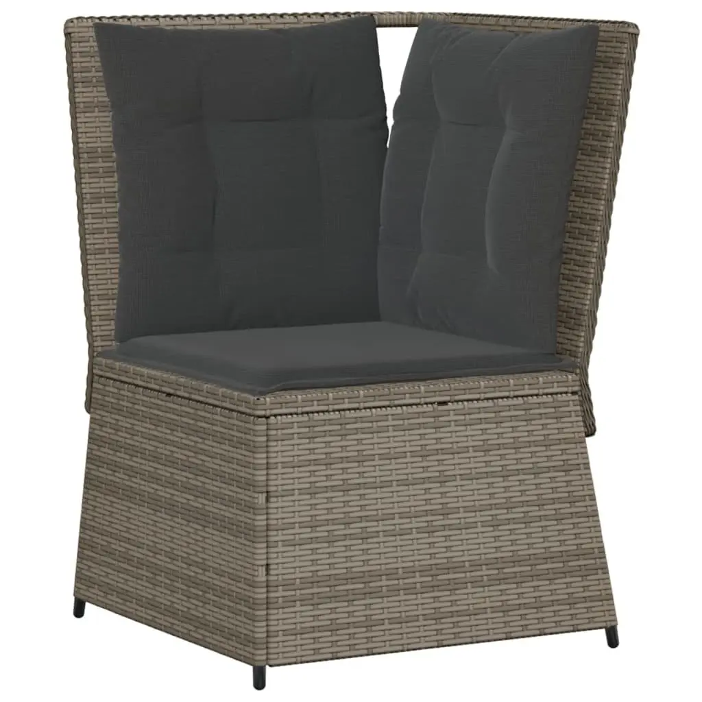 Garden Lounge Set PE Rattan Steel Acacia Wood 5 Piece Outdoor Furniture Grey