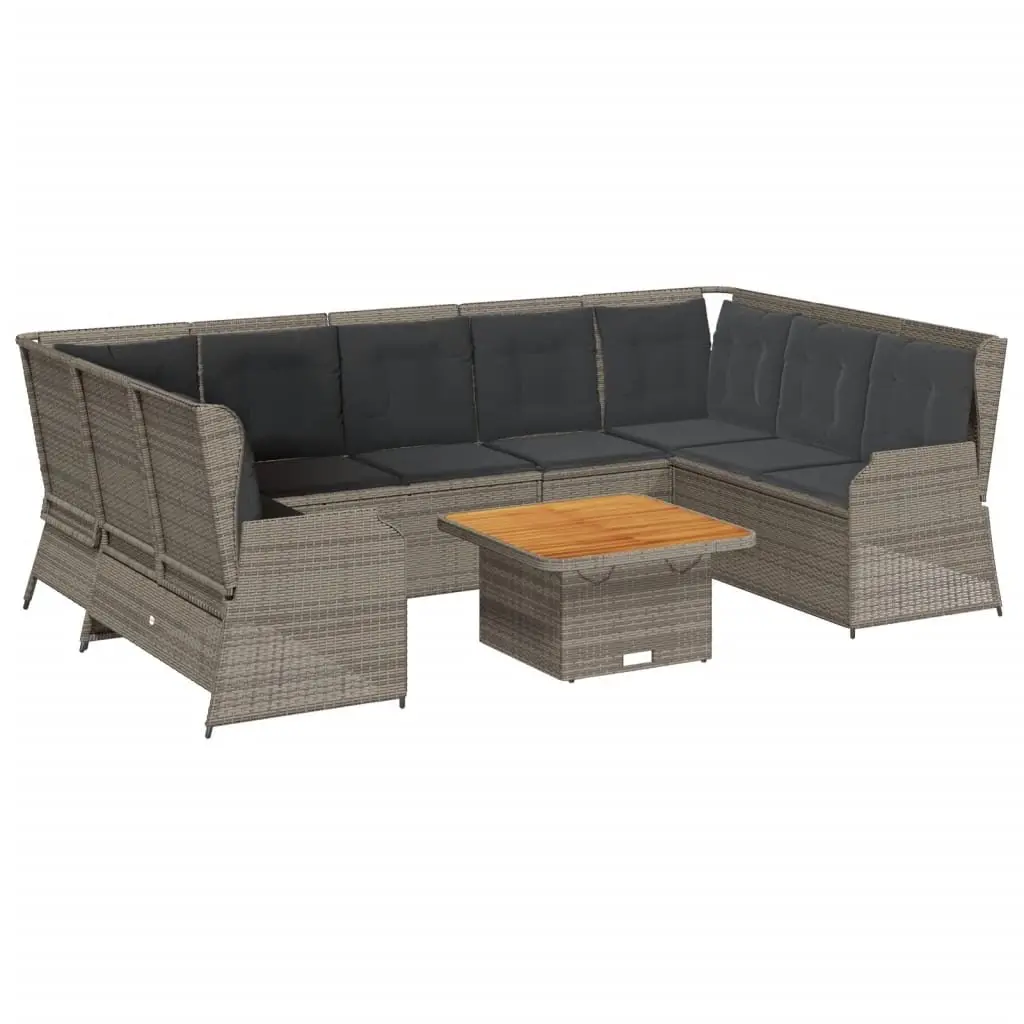 7-Piece Garden Lounge Set in Grey Poly Rattan