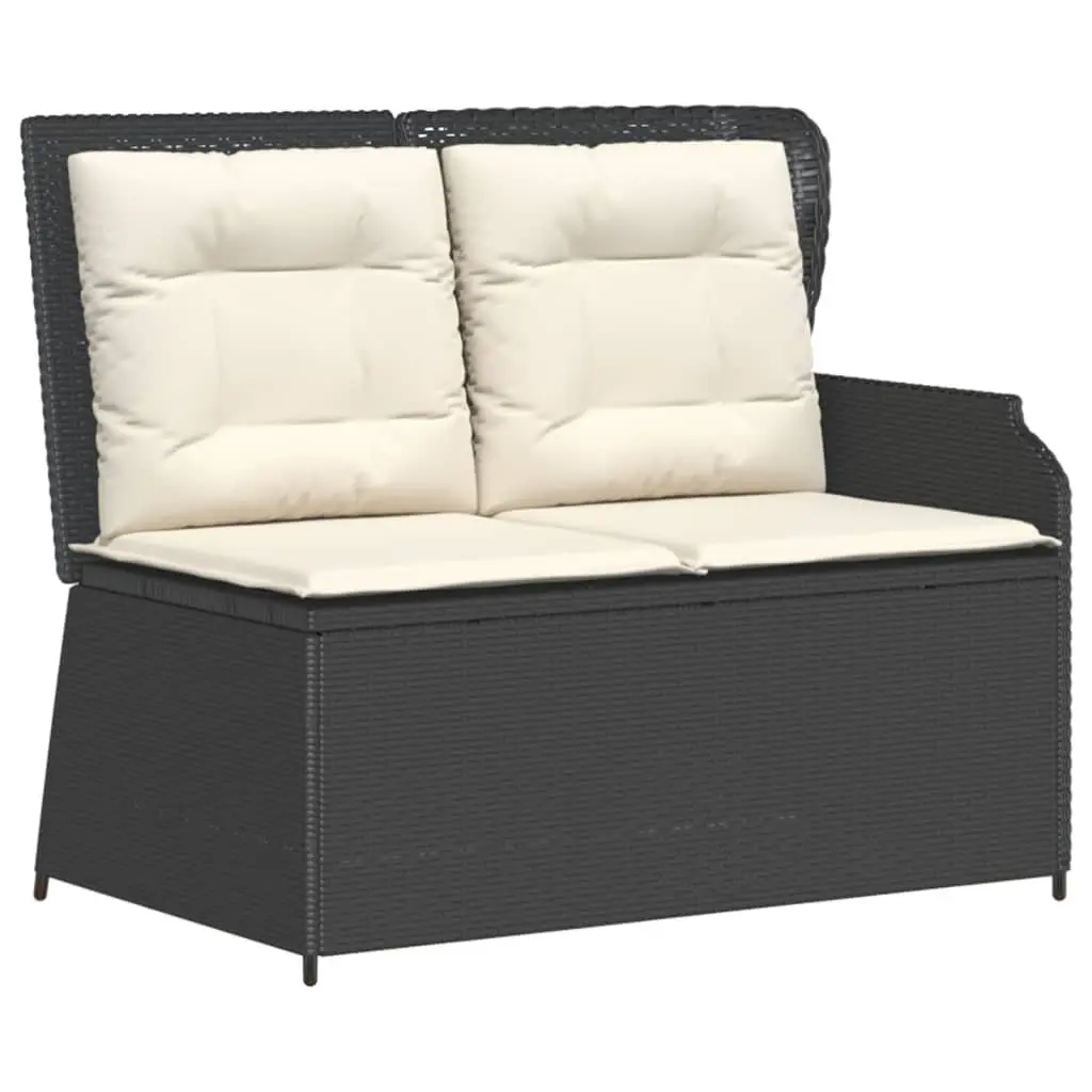 3 Piece Garden Lounge Set with Cushions Black Rattan Patio Outdoor Furniture