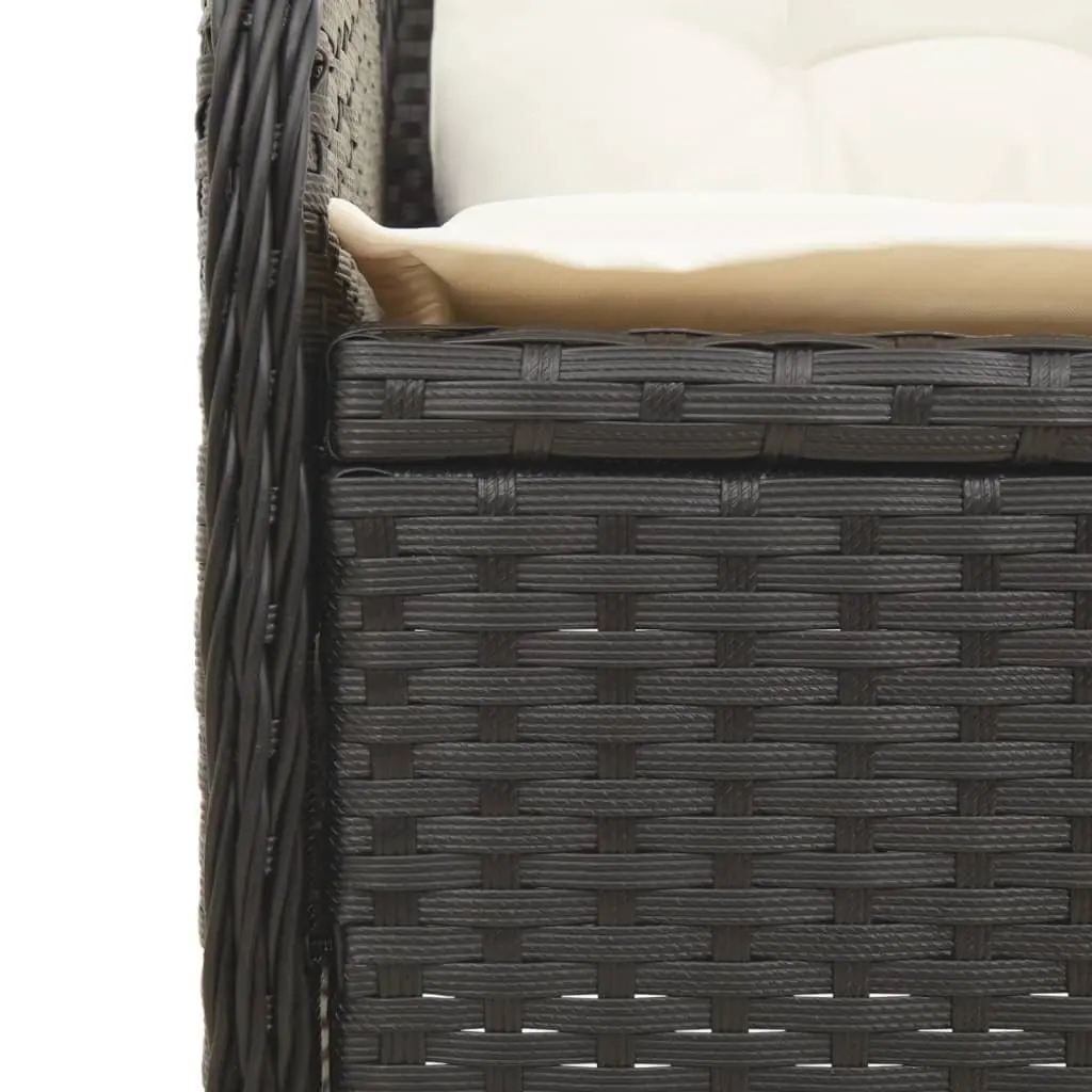 3 Piece Garden Lounge Set with Cushions Black Rattan Patio Outdoor Furniture