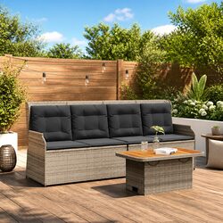 Grey 3 Piece Garden Lounge Set with Cushions