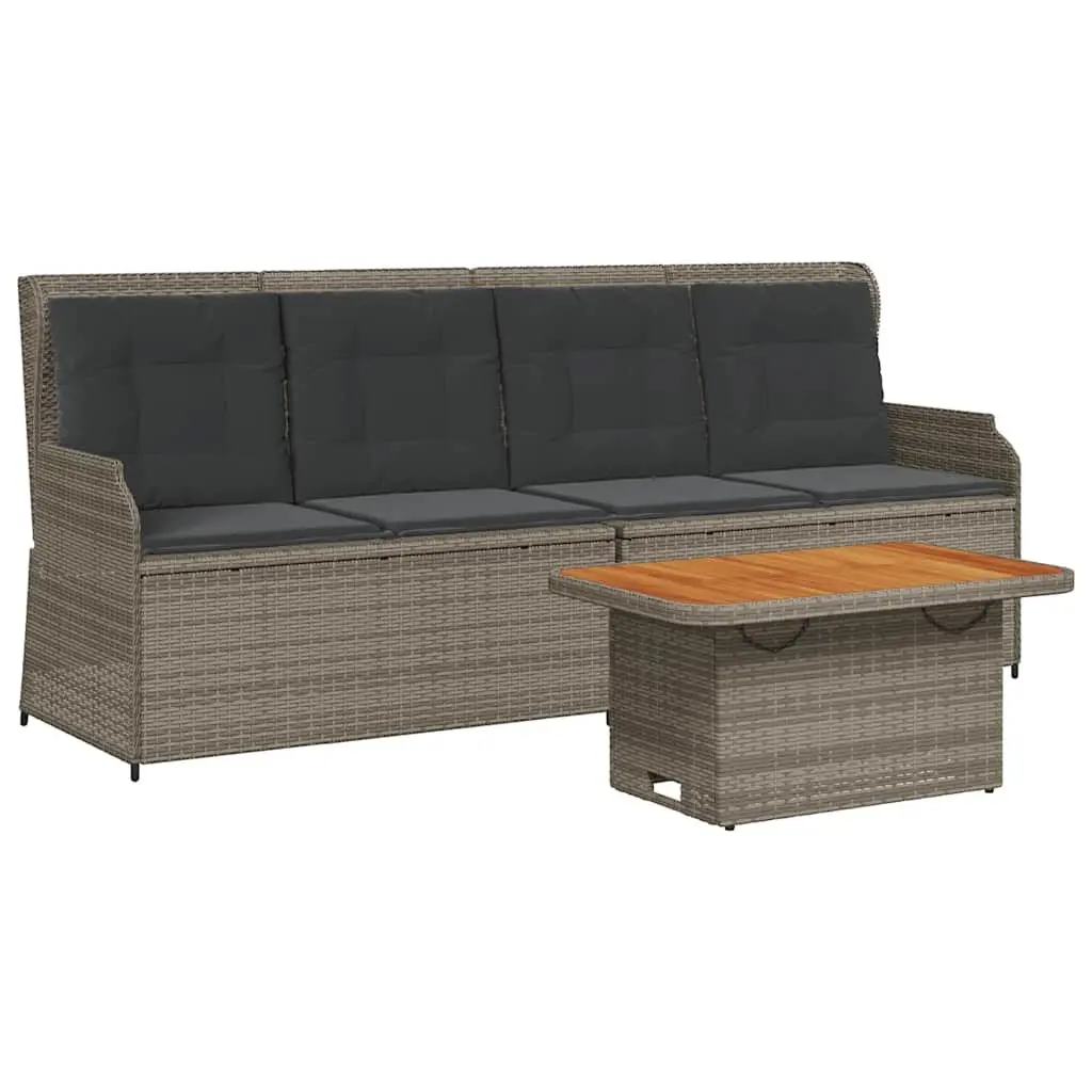Garden Lounge Set PE Rattan Powder Coated Steel Acacia Wood Grey 3 Piece