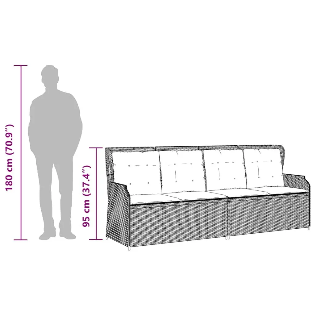 Garden Lounge Set PE Rattan Powder Coated Steel Acacia Wood Grey 3 Piece