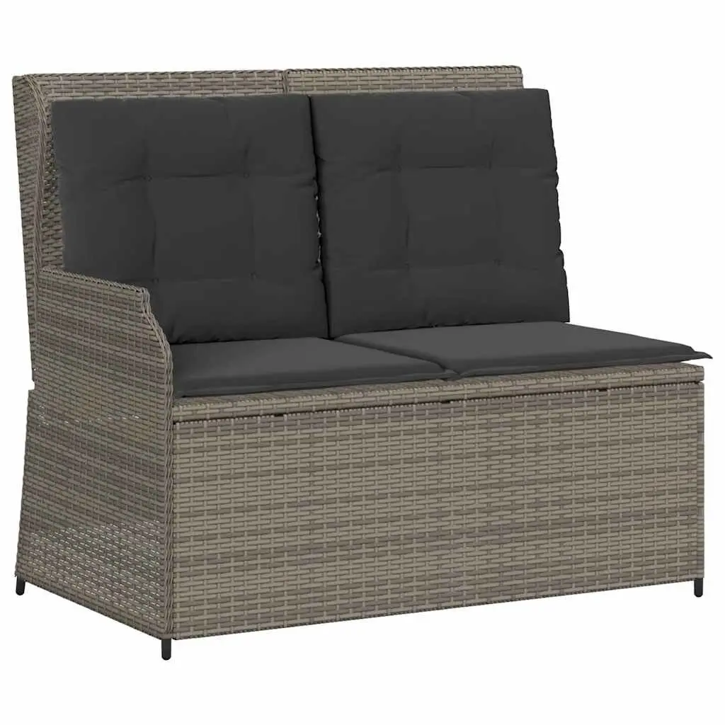Garden Lounge Set PE Rattan Powder Coated Steel Acacia Wood Grey 3 Piece