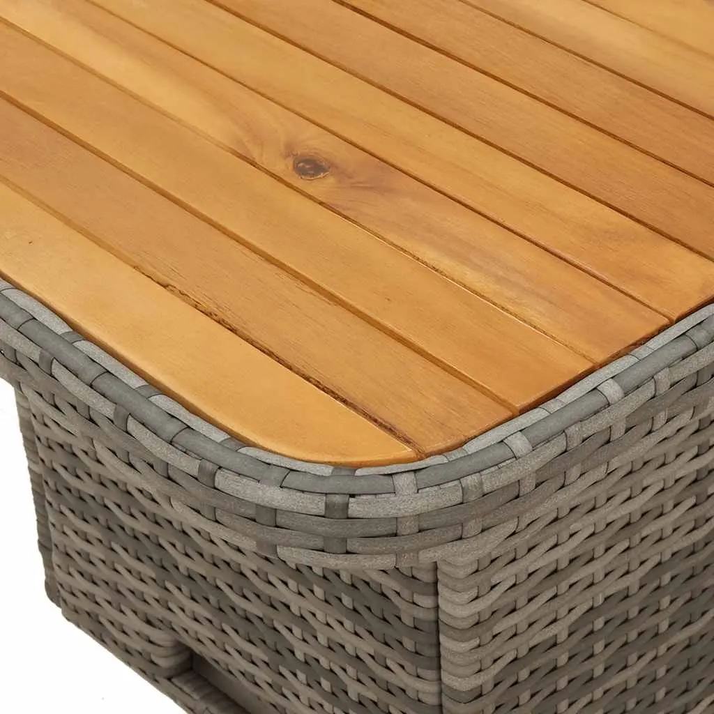 Garden Lounge Set PE Rattan Powder Coated Steel Acacia Wood Grey 3 Piece