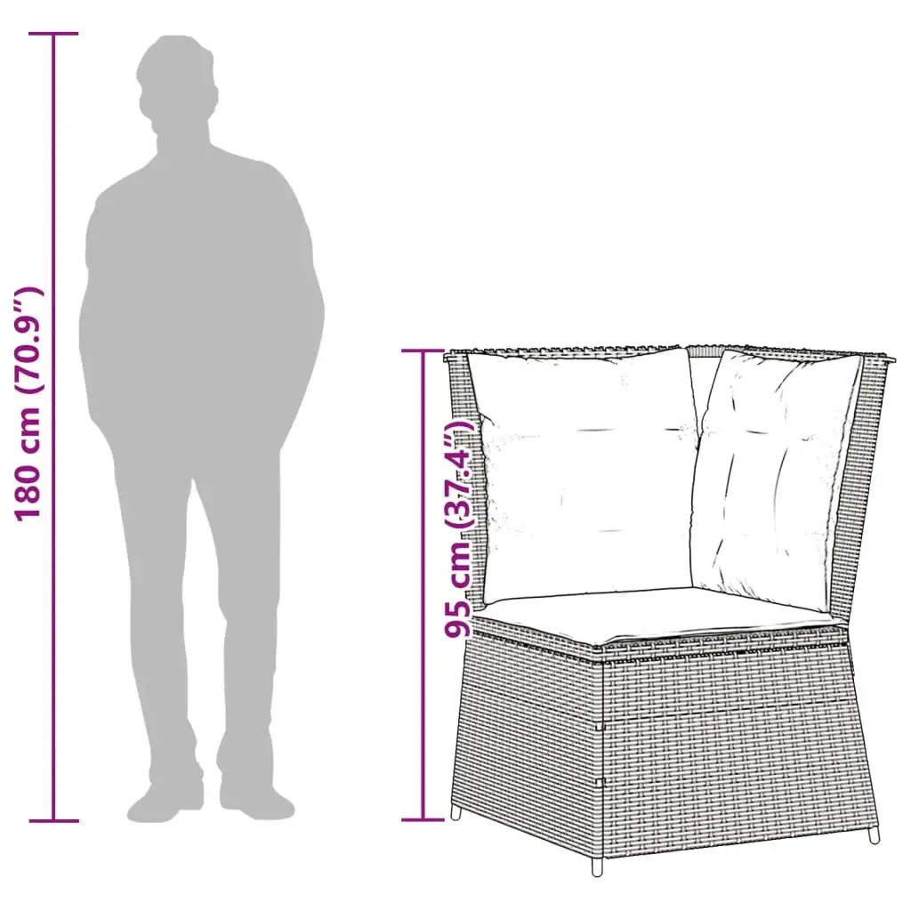 5 Piece Outdoor Lounge Set PE Rattan Powder Coated Steel Acacia Wood Grey