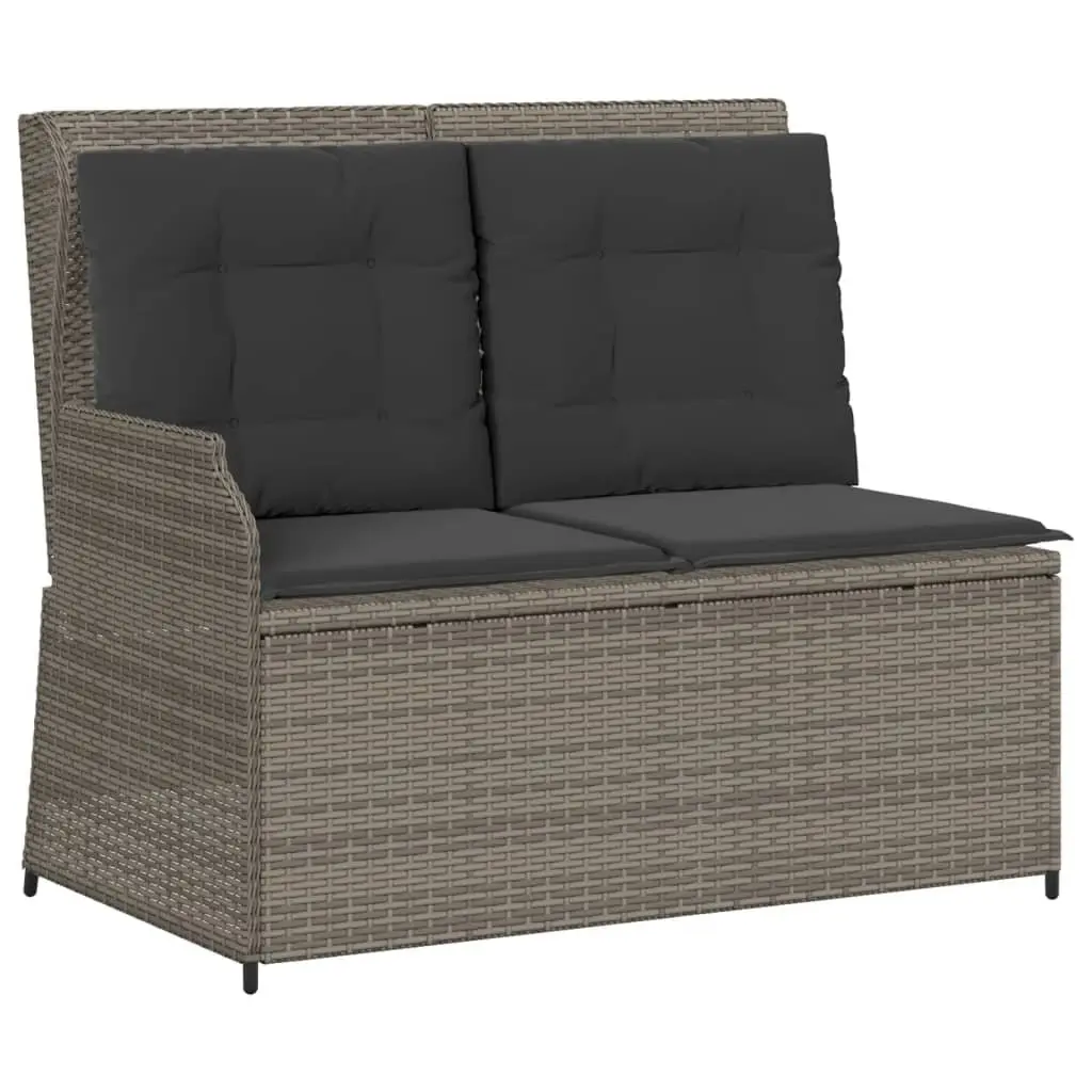 5 Piece Outdoor Lounge Set PE Rattan Powder Coated Steel Acacia Wood Grey