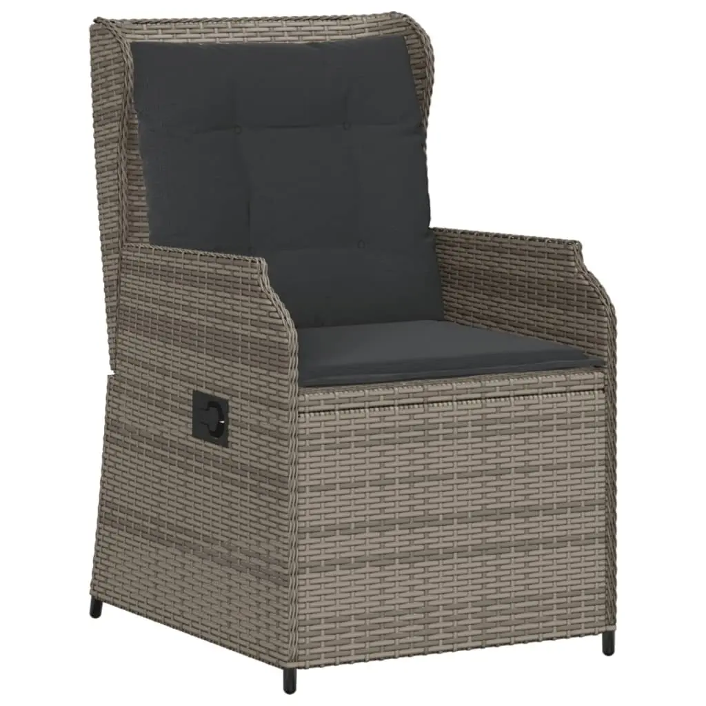 5 Piece Outdoor Lounge Set PE Rattan Powder Coated Steel Acacia Wood Grey