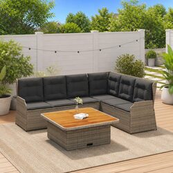 Premium 5 Piece Grey Poly Rattan Garden Lounge Set
