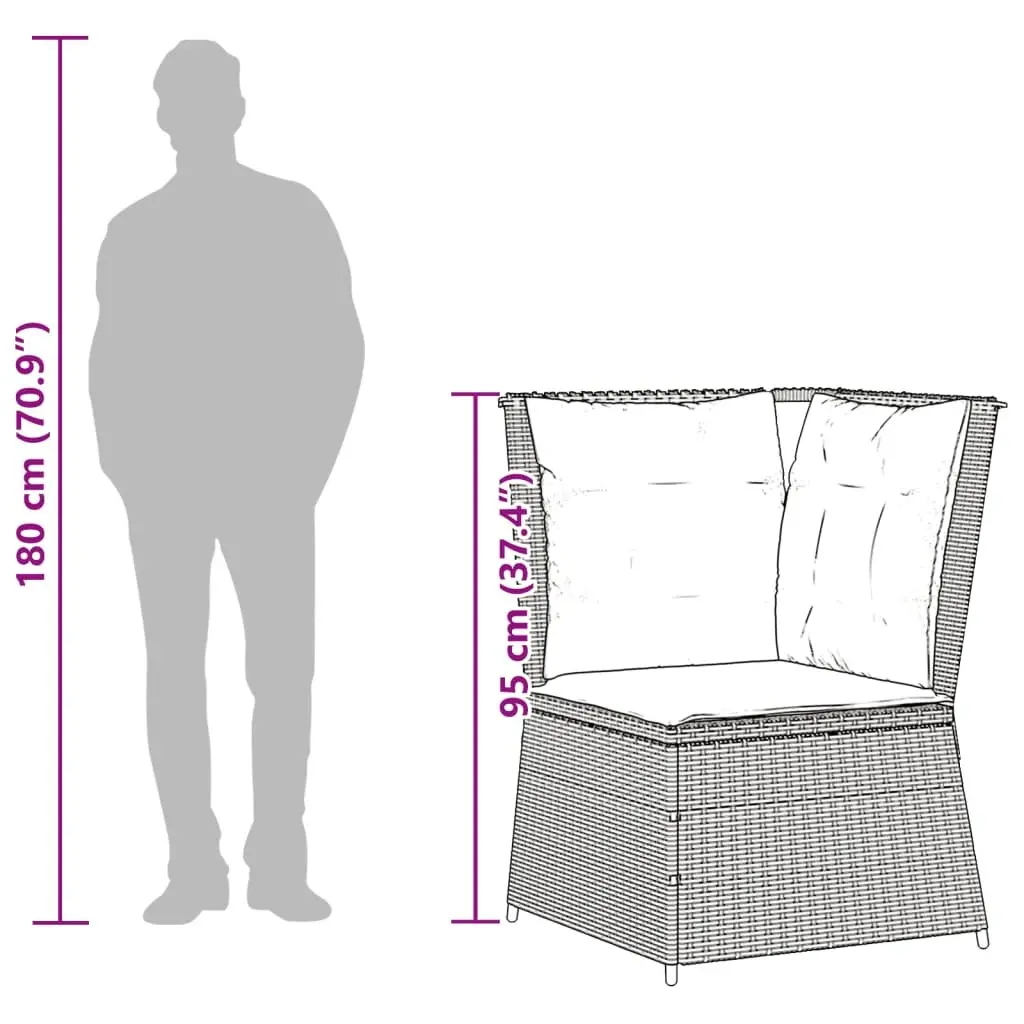 5 Piece Grey Poly Rattan Garden Lounge Set