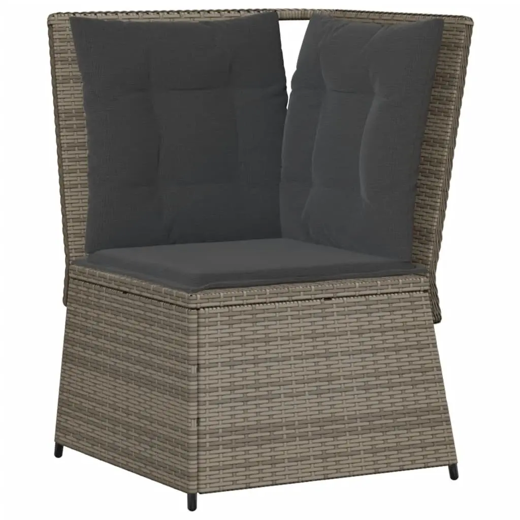 5 Piece Grey Poly Rattan Garden Lounge Set