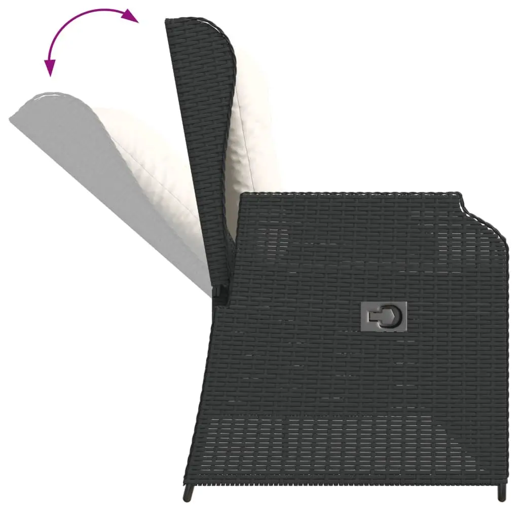 3 Piece Garden Lounge Set PE Rattan Powder-coated Steel Acacia Wood Black