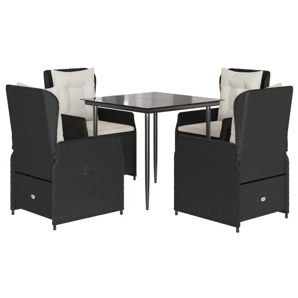 5 Piece Black Poly Rattan Outdoor Dining Set