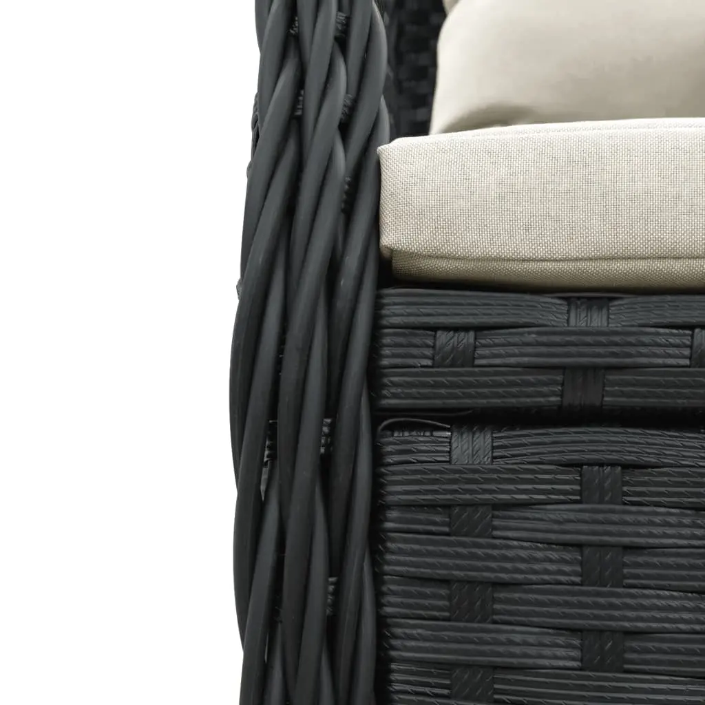 5 Piece Outdoor Dining Set PE Rattan Black Adjustable Backrest Tempered Glass