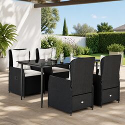 5 Piece Black Poly Rattan Outdoor Dining Set