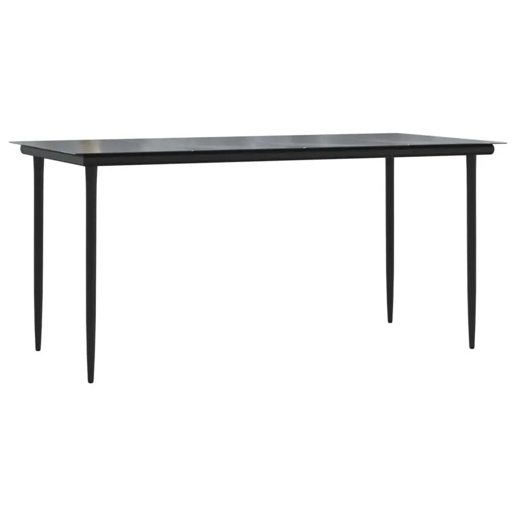 Garden Dining Set PE Rattan 5 Piece Black Outdoor Furniture Patio Table Chairs
