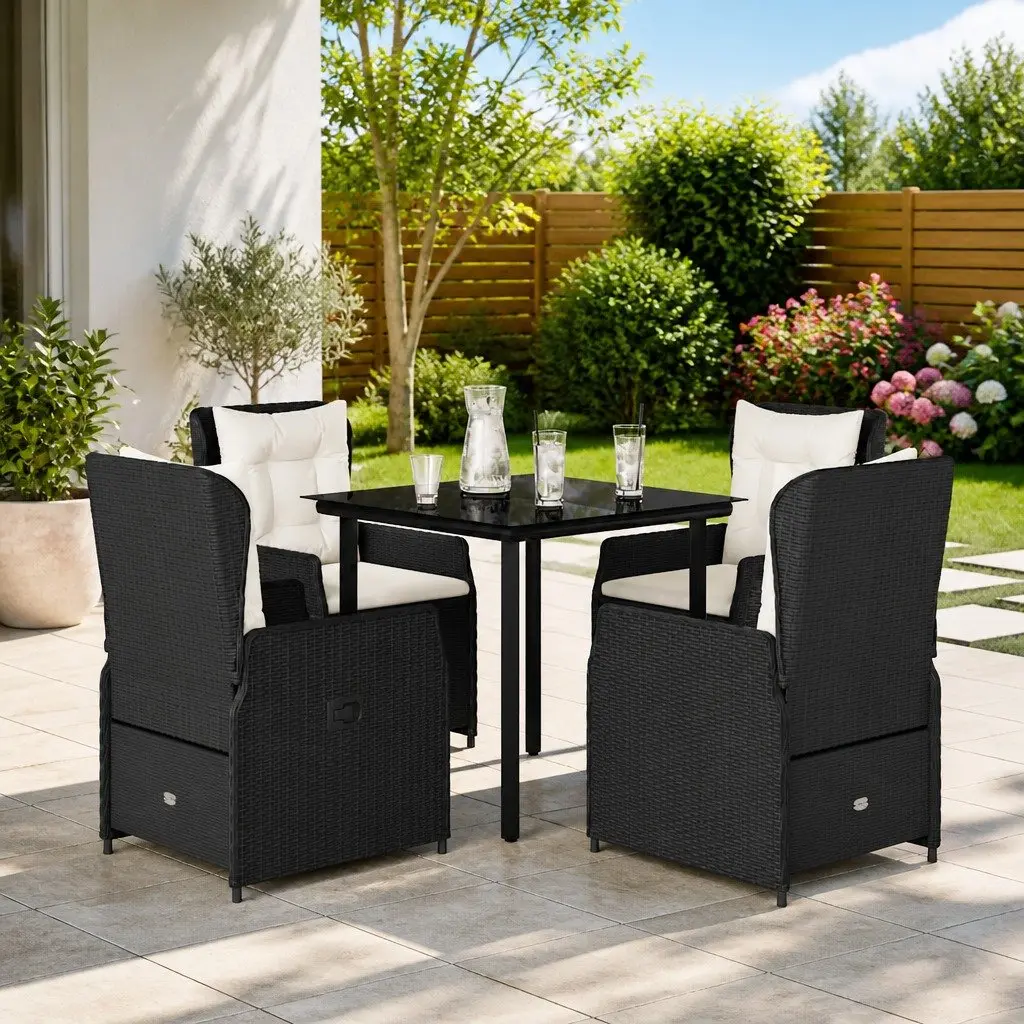 Black Garden Dining Set for Outdoor Use