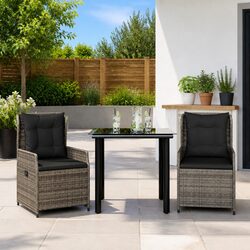 Premium 3-Piece Grey Outdoor Dining Set with Cushions