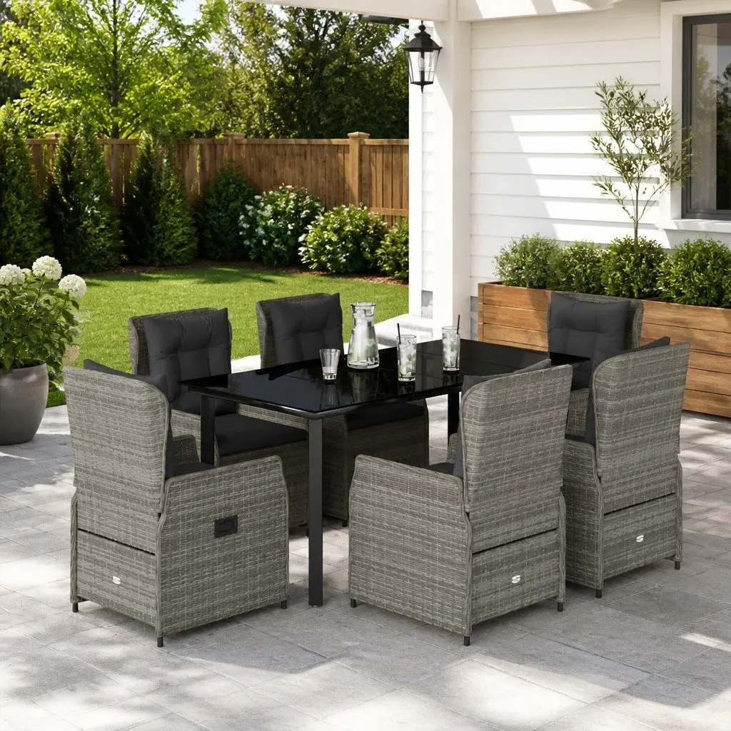 Grey Poly Rattan Outdoor Dining Set with Cushions