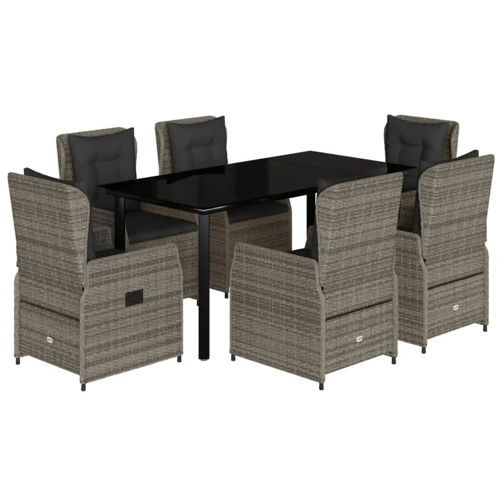 Grey Poly Rattan Outdoor Dining Set with Cushions